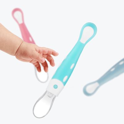 【cw】 Temperature Sensing Baby Feeding  Spoons Feeder Silicone Newborn Infant