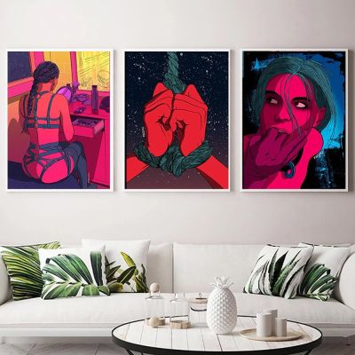 Figure Wall Art Canvas Painting Romantic Abstract Sexy Naked Woman Body Posters Prints Pictures for Modern Living Room Decor