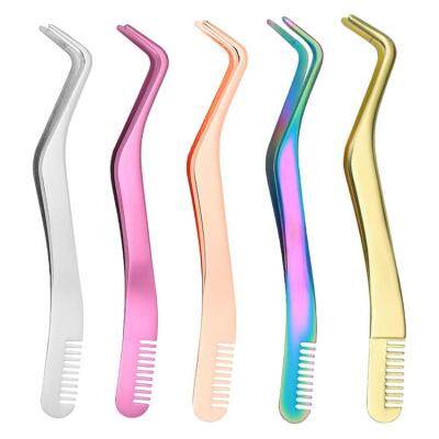 Lash Tweezers Stainless Steel Eyelash Extension Tweezers Eyelash Tweezers with Comb for False Lashes Professional Eyelash Extension Tools generous