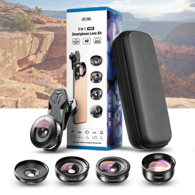 5-in-1 Phone Camera Lens 4K 0.6X Wide Angle Telescope Super Fisheye 10X Macro Lens for iPhone X 8 7 Xiaomi Samsung s9 s10