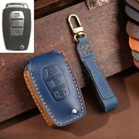 Handmade Leather Smart Car Key Case Cover protector Holder For Ssangyong 2015 2016 Tivoli Rexton Korando C 3 Button FOB Key