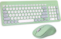 Arcwares Wireless Keyboard and Mouse Combo, Sweet Green Cute Keyboard, 2.4G USB Ergonomic Full-Sized Mute Keyboard for Computer, Laptop, PC Desktops, Mac White Green