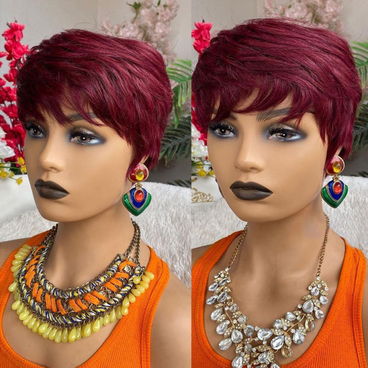 glueless-highlight-short-pixie-cut-human-hair-wigs-straight-zilian-99j-burdy-colored-for-black-ull-machine-made-wig