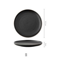 Nordic ชุดอาหารค่ำจานเซรามิคหรูหราขอบทองน่ารักจานตกแต่งจานและจานชุด Matte Black Porcelain Dinnerware