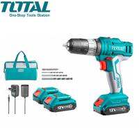 TOTAL สว่านไขควงแบตเตอรี่ แบบไร้สาย 12 โวลท์ (แบต 2 ก้อน + ที่ชาร์จ) รุ่น TDLI1222 (Li-ion Cordless Drill )