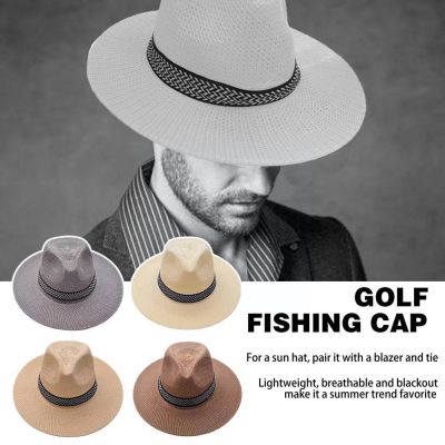 【CC】 Trend Hat Beach Large Brim Panama Man Anti-UV Clothing Outdoor Fishing Cap B3R1