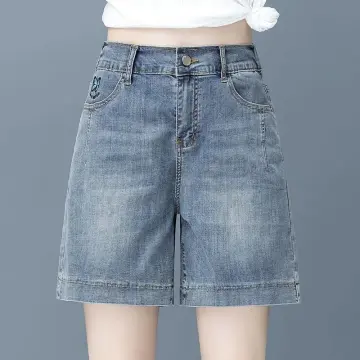 High Waist Denim Shorts Women Summer Wear Elastic Large Casual