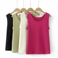 【มีไซส์ใหญ่】Plus Size XL-4XL Womens Knitted Waffle Summer Tanks Oversized Slim Sleeveless Female Camisoles