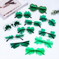 OKDEALS St.patrick S Day Decorations ผู้หญิงผู้ชายแว่นตากันแดดไร้ขอบแว่นตากันแดดแชมร็อกไอริชวันแพทริกชุดแต่งกายเลปริคอนแว่นตาสีเขียวใบโคลเวอร์สี่ใบ