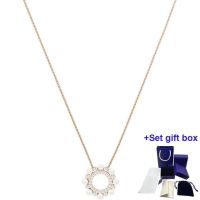 S High Quality Necklace Jewelry Lucky Rose Gold Pearl Flower Crystal Necklace DIY Ladies Necklace Enhance Temperament