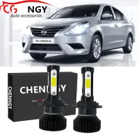 ชุดหลอดไฟหน้ารถยนต์ LED V4 6000K สีขาวฮาโลเจน แบบเปลี่ยน สําหรับ Nissan Almera N17 2014 2015 2016 2017 (1 คู่) เสียบและเล่น