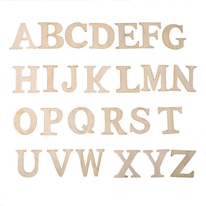 ทำเองได้ที่บ้านตัวอักษรไม้ตกแต่งงานเย็บปะเพื่อการศึกษา52ชิ้น-เซ็ตงานฝีมือศิลปะงานปาร์ตี้