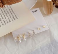 goodgift_station-bowknot pearl earrings set S925 silver needle ต่างหูเซ็ต ทุกแบบเป็นก้านเงิน 92.5