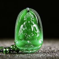 Green Zodiac Necklace Pendant, Guardian Goddess of the Native Buddha, Guanyin Bodhisattva, Auspicious Transfer ID0G ID0G