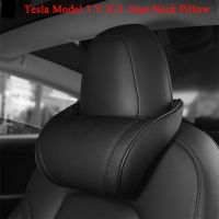 เหมาะสำหรับหมอนรองคอ Tesla Model 3 Y X S เบาะพนักพิงศีรษะนุ่มสบายสำหรับโลโก้รถเทสลาตกแต่ง