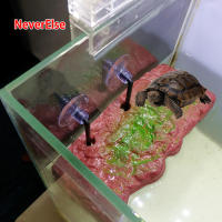 Turtle Pier Dock Basking แพลตฟอร์มชั้นวาง Ramp Steps Landing Moss Climb Basking Sucker พร้อม Aquarium Fish Tank เต่า Decor