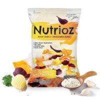 สินค้าเข้าใหม่ Premium ? Nutrioz Mixed Root Chips Butter &amp; Garlice 50g. มันหวานหลากชนิดผสมเผือกทอดอบกรอบ รสเนยกระเทียม ตรานูเทรียส 50 กรัม?