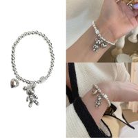 blg Silver Niche Round Bead Love Mechanical Bear Bracelet for Female Punk Jewelry 【JULY】