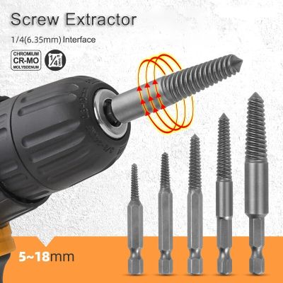 5pcs Screw Extractor Center Drill Bits Guide Set Broken Damaged Bolt Remover Hex Shank And Spanner For Broken Hand Tool 5 18mm