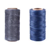 2Pcs 260M 150D 1MM Leather Sewing Waxed Wax Thread Hand Needle Cord Craft DIY New Color:Gray &amp; Dark Blue