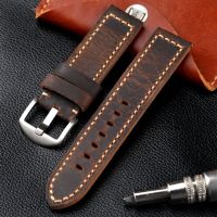 High-end handmade raw edge folded unlaminated genuine leather 20 21 22 24 26MM soft retro cowhide strap for men 【JYUE】