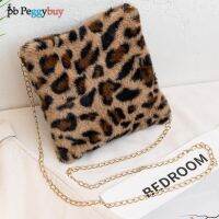 【CW】 Fur Leopard Pattern Crossbody Chain Shoulder BagMini Warm Fabric Shopping