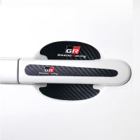 8 Pieces Toyota Gr Gazoo Racing Gr Sport TRD Carbon Fiber Door Handle Protection Sticker - Door Bumper Strip Decorative for Hilux Innova Corolla Cross Rush Calya Yaris Accessories