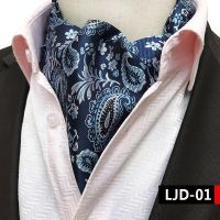 ผู้ชายเนคไทผ้าพันคอแฟชั่น Vintage Vintage ผ้าไหมผ้าพันคอเสื้อคอ Tie Paisley แต่งงาน Cravat Ascot Scrunch Self