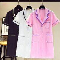 Fashion Skin manager work clothes spa uniform scrub uniform white large size frosted clothes short-sleeved experimental jacket