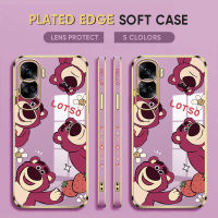 Diorcase For Honor 90 5G,90 Lite 5G ฟรีสายคล้อง + ตัวการ์ตูนน่ารัก Lotso Ber ขอบสี่เหลี่ยมลวดลายชุบเคสโทรศัพท์นิ่มเคสโทรศัพท์สุดหรู