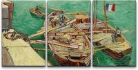 ศิลปะบนผืนผ้าใบสำหรับติดกำแพง3ชิ้น-Quay กับผู้ชายขนถ่ายพ่นทราย Vincent Van Gogh ภาพประกอบคลาสสิกวิจิตรศิลป์โบราณประวัติศาสตร์-ศิลปะบ้านสมัยใหม่,ตกแต่งผนัง,แขวนได้ในห้องนั่งเล่น,ห้องนอนและสำนักงาน