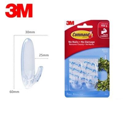 3M Command Kitchen Hooks Damage-Free Removes Cleanly Sticky Transparent Hooks Hanging for Bedroom Bathroom Living Room