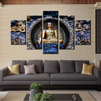 Buddhism Posters and Prints Wall Art Canvas Painting 5Pieces The Buddha Reliefs Wall Pictures for Living Room Home Decoration