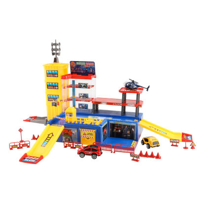 ที่จอดรถหลายชั้นโรงรถของเล่นที่จอดรถขนาดใหญ่ playset-สำนักงานตำรวจสำนักงานใหญ่ diecasts และของเล่นยานพาหนะของเล่นและงานอดิเรก