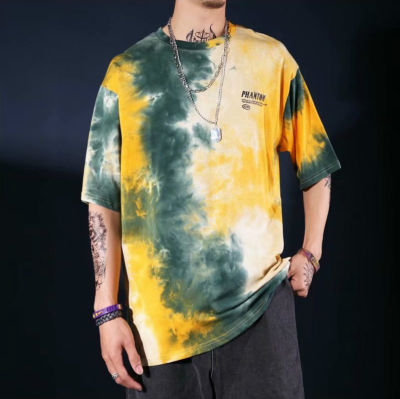 2020 Newest Tie Dye T Shirt For Men Harajuku Streetwear Tops Uni Cotton Round Neck Loose Short Sleeved T Shirt Hip-hop High Street Fashion Trend Breathable Tops Clothing Couple T Shirt Tees