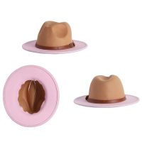 Color Matching Top Hat with Belt Jazz Hat Windproof Cowboy Hat Festival Gift for Halloween Xmas Thanksgiving New Year