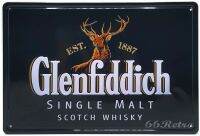 Glenfiddich สก๊อตวิสกี้มอลต์เดี่ยวป้ายตกแต่งผนังป้ายโลหะดีบุกย้อนยุค HD