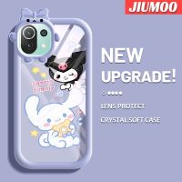 เคส JIUMOO สำหรับ Xiaomi 11 Lite 5G 11 Lite 5G Ne เคสการ์ตูน Sanrio Family Little Monster Bknot ปลอกนิ่มทนต่อการขัดถูเคสโทรศัพท์โปร่งใสฝาครอบป้องกันซิลิก้าเจลเลนส์กล้องถ่ายรูป