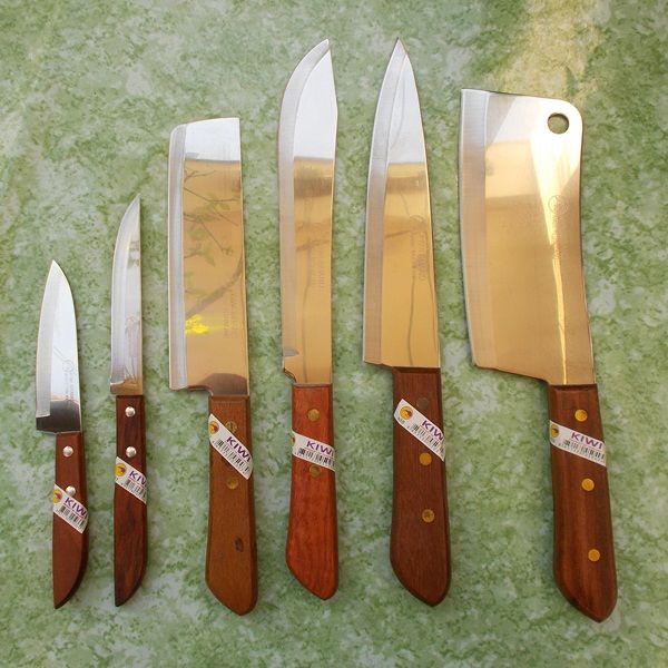 Set of 3 KIWI Stainless Steel Knives, wood handle # 501