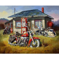 Landscape House Motorcycle 11CT Cross Stitch Complete Kit Embroidery Handmade Craft Sewing Handiwork For s Needle Different