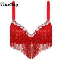 【cw】 Belly Costume Spaghetti Straps Fringe Push Up Brassiere Top Beading