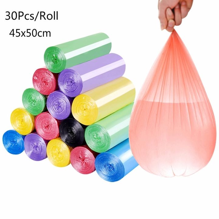 ถังขยะอเนกประสงค์ถุงใส่ขยะมีสีสันแบบใช้แล้วทิ้งขนาด45x50ซม-30ชิ้น-ม้วน