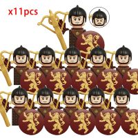 11pcs Medieval Lannisters House Casterly Rock Figures Warrior Armored Soldiers Weapons Helmet Blocks Bricks Toys for children