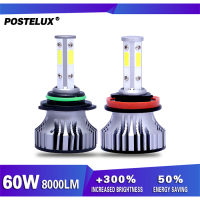 【Postelux】2Pcs ไฟหน้ารถ H4 9005/9006/H7/H11hb3 Hb4 60W 6500K Led ไฟหน้ารถเหมาะสำหรับมากกว่า99% โมเดลรถ