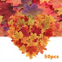 【CW】 50Pcs Vivid Artificial Maple Leaf Simulation Autumn Scrapbooking Mixed Fake Flower Christmas Halloween Thanksgiving Party Decor