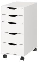 ALEX Drawer unit on castors, white/black, 36x76 cm (อเล็กซ์ ตู้ลิ้นชักมีล้อเลื่อน, ขาว/ดำ, 36x76 ซม.)