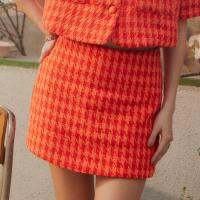 lookbooklookbook potato shorts hot orange tweed กระโปรงกางเกง สีส้ม