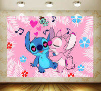 [มีในสต็อก] Lilo &amp; Fauchs 125*80ซม. 3D การ์ตูนพื้นหลังผ้า Tapestries &amp; Hangings ธีมตกแต่งงานเลี้ยงวันเกิดถ่ายภาพพื้นหลังผ้า