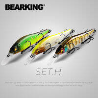 BEARKING 3ชิ้นต่อชุด110มิลลิเมตร14กรัมร้อนรุ่นเหยื่อตกปลาฮาร์ดเหยื่อที่มีคุณภาพมืออาชีพสร้อย Depth1.8m ตกปลารอก