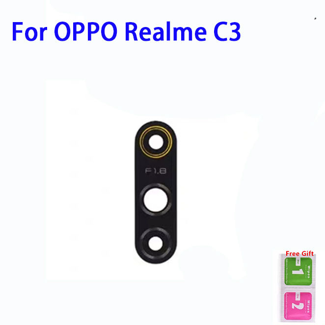 ใหม่สำหรับ OPPO Realme C3ด้านหลังกระจกเลนส์กล้องถ่ายรูปที่มีเลนส์กระจกกาวในกล้องมองหลัง